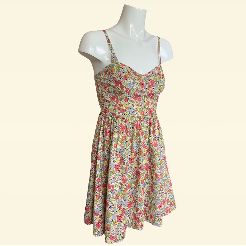 Fossil Floral Print Strappy Fit and Flare Sweetheart Neckline Dress Small
